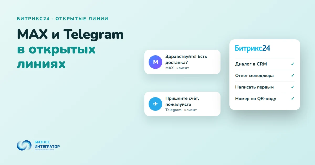 Интеграция MAX и Telegram с открытыми линиями Битрикс24
